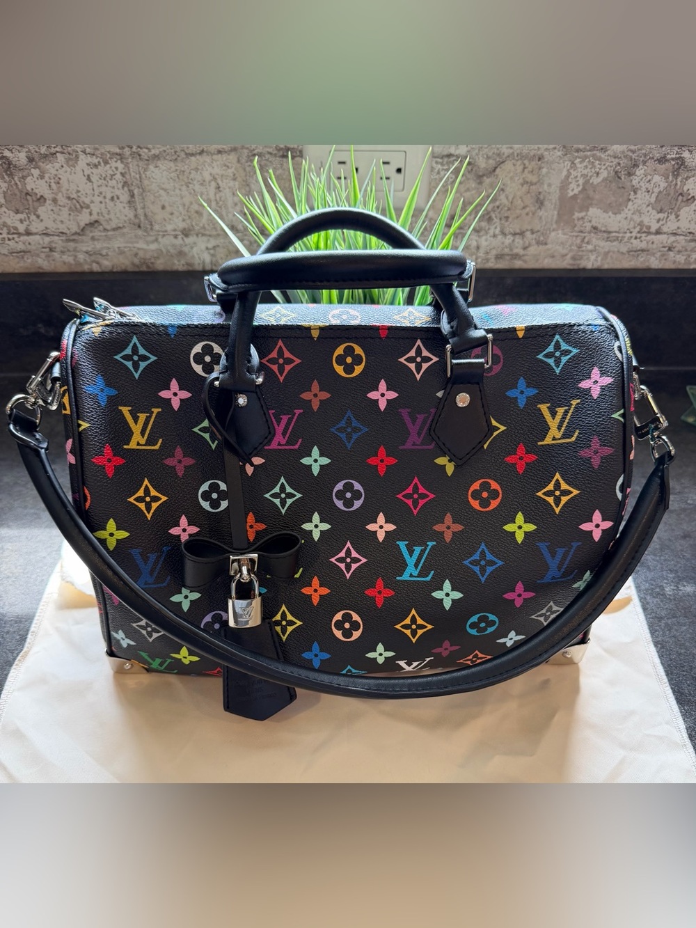 Louis Vuitton Black Multicolor Monogram Speedy 30cm